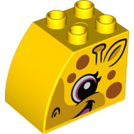 Duplo Brick 2 × 3 × 2 with Curved Top with Giraffe print Gelb