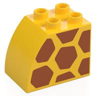 Duplo Brick 2 × 3 × 2 with Curved Top with Giraffe Spots print Yellow