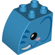 Duplo Brick 2 × 3 × 2 with Curved Top with Elephant Face Print Dark Azure