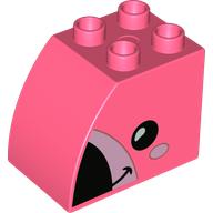 Duplo Brick 2 × 3 × 2 with Curved Top, Flamingo Face Print Koralle