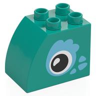 Duplo Brick 2 × 3 × 2 with Curved Top, Eyes Print Dark Turquoise