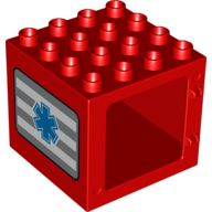 Duplo Door / Window Frame 4 × 4 × 3 with Blue EMT Star of Life Print on Both Sides Rot