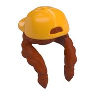 Hair and Hat, Backward Cap with Dark Orange Braided Tails Pattern Leuchtendes Hellorange