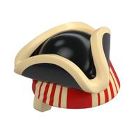 Hat, Tricorn with Bandana Tan, Red Stripes print Schwarz