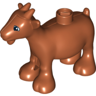 Duplo Animal Goat with Black and White Squared Eyes Print Dunkelorange