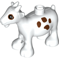 Duplo Animal Goat with Eyes and Dark Brown Spots Print White