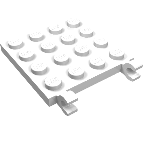 Plate Special 4 × 4 with Clips Horizontal (thick open O clips) White