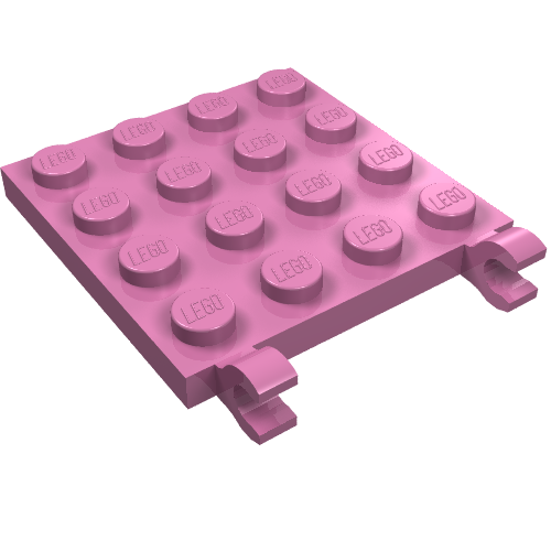 Plate Special 4 × 4 with Clips Horizontal (thick open O clips) Dunkelrosa