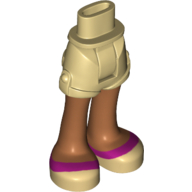 Minidoll Hips and Shorts with Medium Nougat Legs and Magenta Stripe on Shoes Print Beige