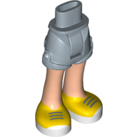 Minidoll Hips and Shorts with Light Nougat Legs and Sand Blue Laces on Yellow and White Shoes Print Sandblau