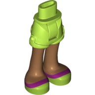 Minidoll Hips and Shorts with Medium Nougat Legs and Magenta Stripe on Lime Sandals Print Limette