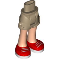 Minidoll Hips and Shorts with Red Shoes and White Laces and Soles Print Dark Tan