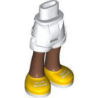 Minidoll Hips and Shorts with Medium Brown Legs and White Laces on Yellow Shoes Print Weiß