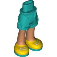 Minidoll Hips and Shorts with Nougat Legs and Yellow Shoes, White Laces, Dark Turquoise Soles print Dunkeltürkis
