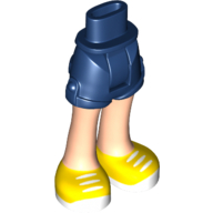Minidoll Hips and Shorts with Light Nougat Legs and White Laces on Yellow and White Shoes Print Dark Blue