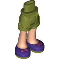 Minidoll Hips and Shorts with Light Nougat Legs and Dark Purple Shoes, Dark Pink Laces Olivgrün
