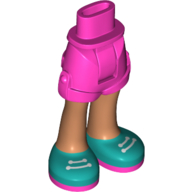 Minidoll Hips and Shorts with Light Nougat Legs and Dark Turquoise Shoes, White Laces Dunkelrosa