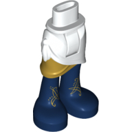 Minidoll Hips and Wrap Skirt with Gold Layer, Long Dark Blue Boots with Gold Filigree Print White