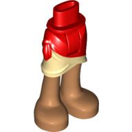 Minidoll Hips and Wrap Skirt with Tan Layer, Medium Nougat Legs and Feet Print Red