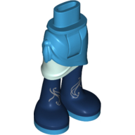 Minidoll Hips and Wrap Skirt with Medium Blue with Light Aqua Layer, Dark Blue Boots with Silver Striping Print Dark Azure