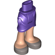 Minidoll Hips and Wrap Skirt with Dark Tan Shoes, Light Nougat Legs and Feet Print Dunkellila