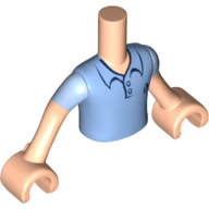 Minidoll Torso Boy with Light Nougat Arms and Hands with Medium Blue Polo Shirt Print Hellnougat
