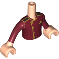 Minidoll Torso Boy with Light Nougat Arms and Hands with Dark Red Usher Jacket, Gold Trim print Light Nougat