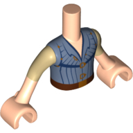 Minidoll Torso Boy with Light Nougat Arms and Hands with Tan Sleeves and Sand Blue Shirt Print Hellnougat