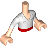 Minidoll Torso Boy with Light Nougat Arms and Hands with White Shirt and Red Sash Print Hellnougat