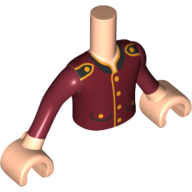 Minidoll Torso Boy with Light Nougat Arms and Hands with Dark Red Bellboy Jacket and Long Sleeves Print Light Nougat