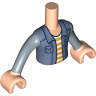 Minidoll Torso Boy with Sand Blue Jacket, White/Orange Stripes Shirt print, Light Nougat Hands Light Nougat
