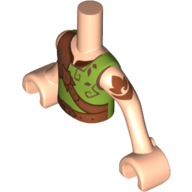 Minidoll Torso Boy with Light Nougat Arms and Hands with Lime Shirt with Copper Leaf on Armor Print Light Nougat