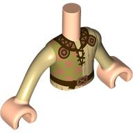 Minidoll Torso Boy with Tan/Olive Green Tunic, Dark Brown Trim, Laces, Belt print, Light Nougat Hands Light Nougat