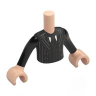 Minidoll Torso Boy with Light Nougat Arms and Hands with Black Suit, Tie, Light Bluish Grey Stripes print Light Nougat