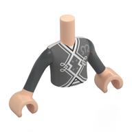 Minidoll Torso Boy with Light Nougat Arms and Hands with Dark Bluish Grey Uniform, White Decorations print Hellnougat