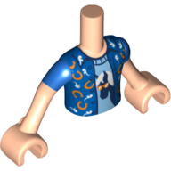 Minidoll Torso Boy with Blue Shirt with Gold Horse Shoes, Medium Blue Shirt with Black Horse Light Nougat