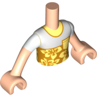 Minidoll Torso Boy with Bright Light Yellow/White Shirt, Flowers, Light Nougat Arms and Hands Light Nougat