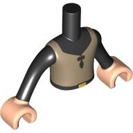 Minidoll Torso Boy with Dark Tan Vest, Black Shirt/Belt print, Light Nougat Arms and Hands Schwarz