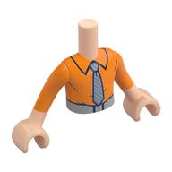 Minidoll Torso Boy with Orange Shirt, Blue/Grey Tie, Dark Tan Pants print, Light Nougat Arms and Hands Hellnougat
