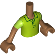 Minidoll Torso Boy with Medium Nougat Arms and Hands with Bright Green Polo Shirt with Short Sleeves Print Mittelnougat
