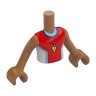 Minidoll Torso Boy with Red/White/Dark Azure Shirt, Whistle print, Medium Nougat Arms and Hands Medium Nougat