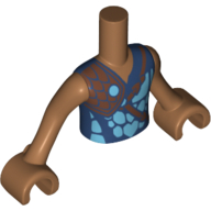 Minidoll Torso Boy with Medium Nougat Arms and Hands with Blue Shirt and Brown Shoulder Armour Print Mittelnougat