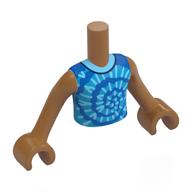 Minidoll Torso Boy with Medium Nougat Arms and Hands with Blue Shirt, Azure/Bright Light Blue Swirl print Medium Nougat