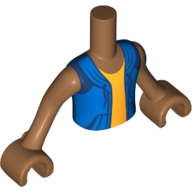 Minidoll Torso Boy with Medium Nougat Arms and Hands with Blue Sleeveless Hoodie over Bright Light Orange Shirt Print Mittelnougat