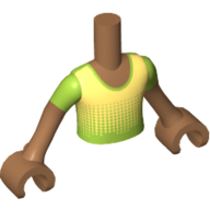 Minidoll Torso Boy with Medium Nougat Arms and Hands with Dots Fading to Bright Light Yellow, with Lime Short Sleeves Print Mittelnougat