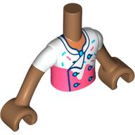 Minidoll Torso Boy with White/Coral Shirt, Medium Blue Buttons print, Medium Nougat Arms and Hands Medium Nougat