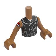 Minidoll Torso Boy with Black Jackets, Straps, belts, Rivets, Heart Tattoo print, Medium Nougat Arms and Hands Medium Nougat