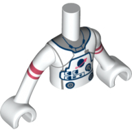 Minidoll Torso Boy White Astronaut Suit, Dark Blue Trim, Coral Stripes print, White Hands Weiß