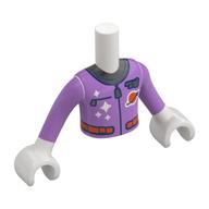Minidoll Torso Boy with Lavender Space Suit, Zipper, Dark Blue Trim print, White Arms and Hands Weiß