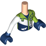 Minidoll Torso Boy with Lime Left Arm, White Right Arm and Dark Blue Hands with Lime, White, and Dark Blue Jacket Print Light Nougat